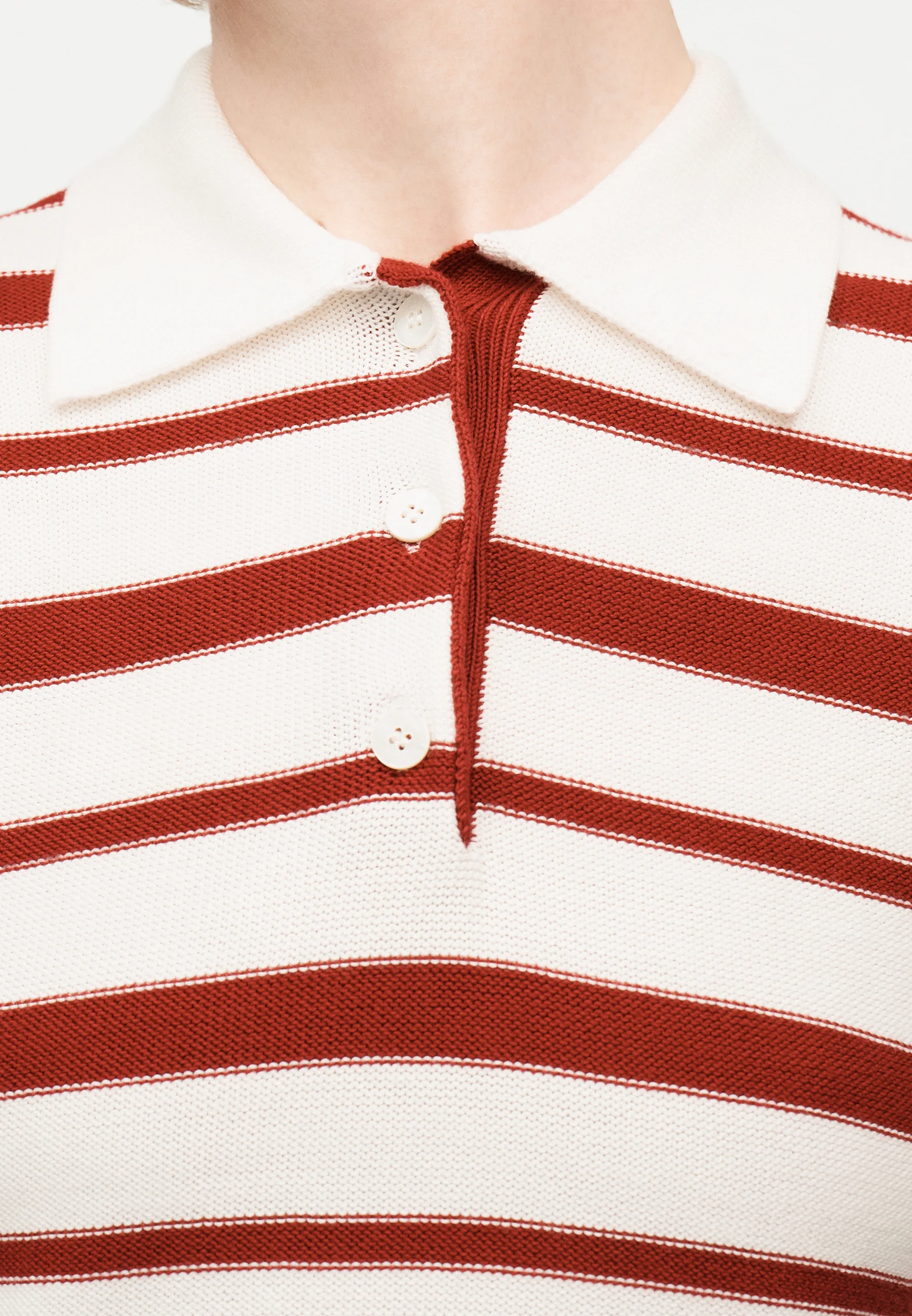 White Red Cotton Blend Sweater