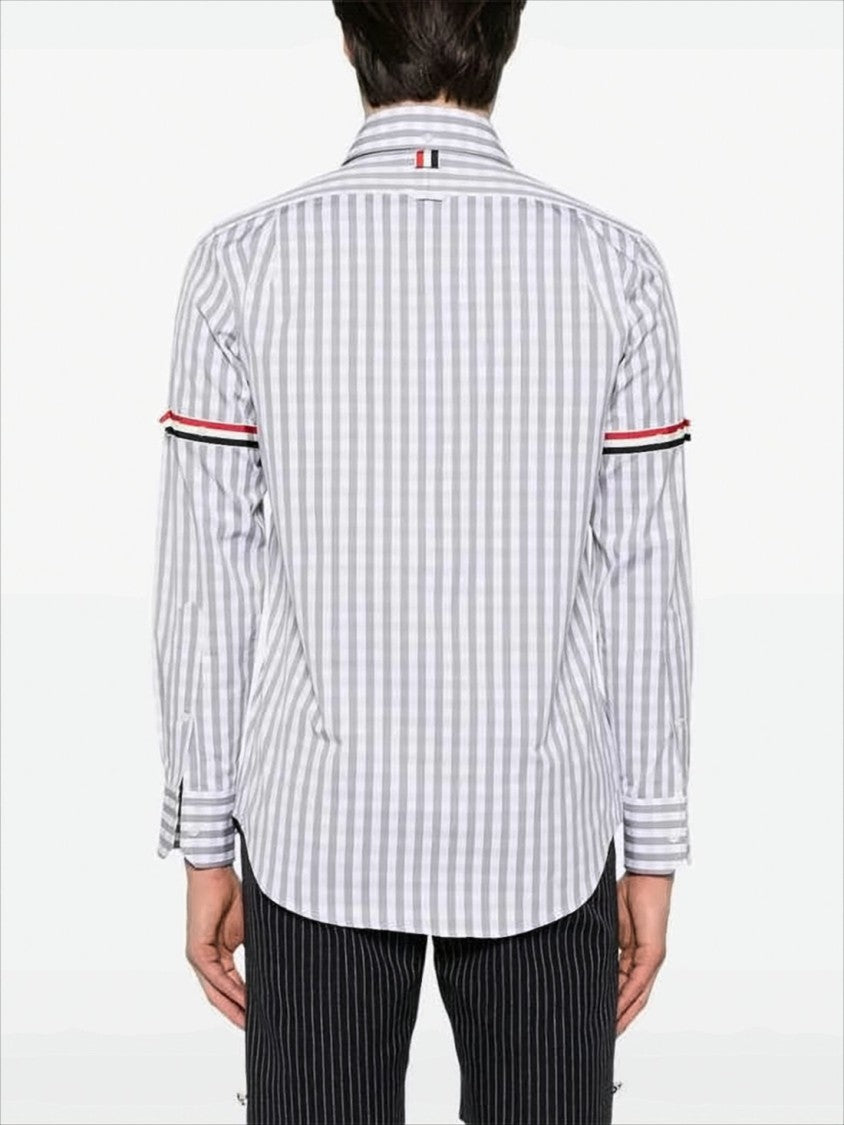 Gingham Check Long-Sleeve Shirt with Signature Stripes