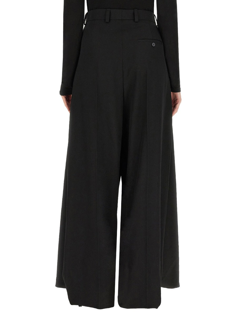 Tailored Double Front Wool Pants with Structured Silhouette