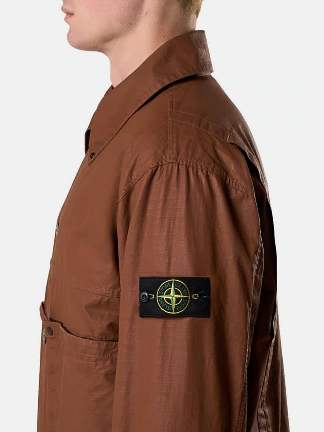 Boxy Brown Jacket With Classic Collar And Utility Pockets