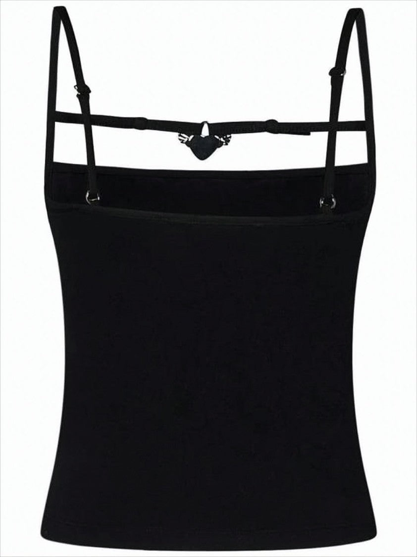 Fitted Sleeveless Top with Decorative Neckline Detail