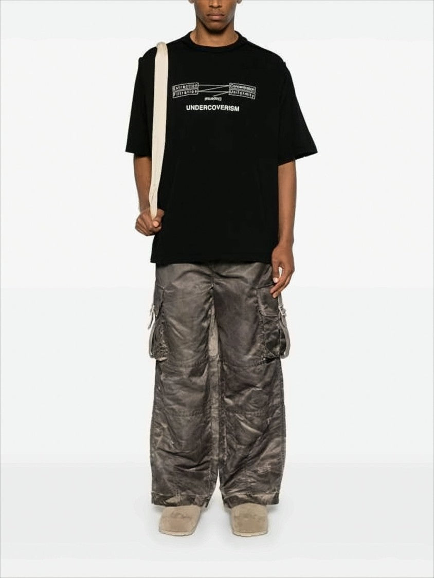 Boxy Black Short-Sleeve T-Shirt with Graphic Print