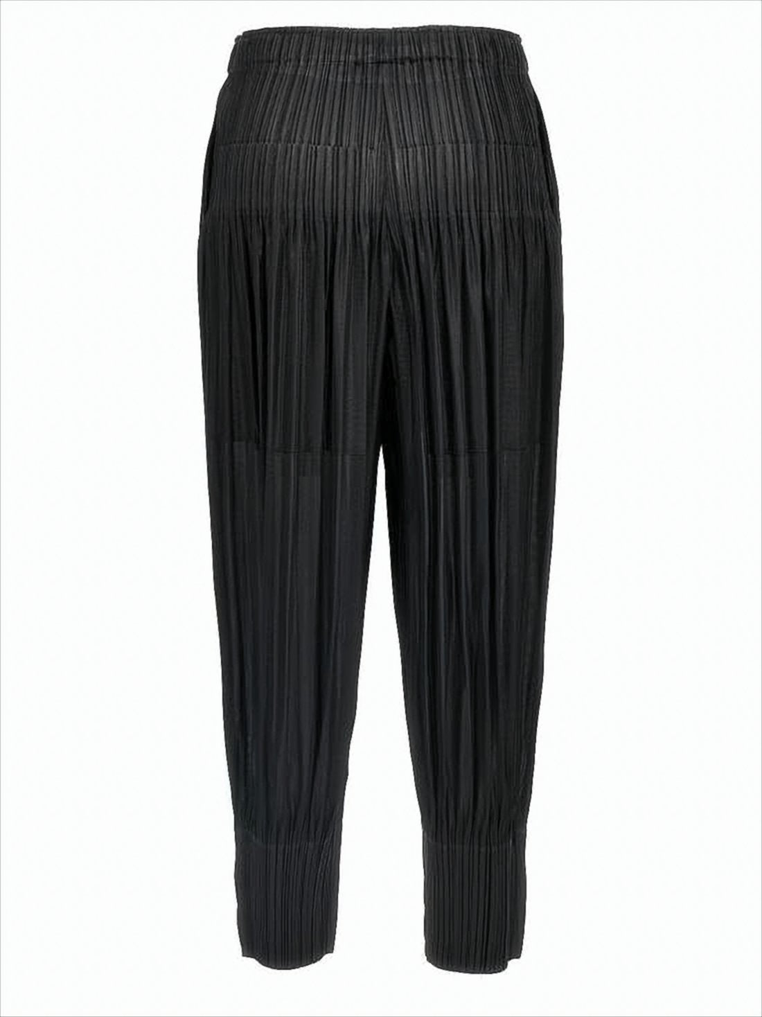 Pleated Design Track Pants with Tapered Cuffs