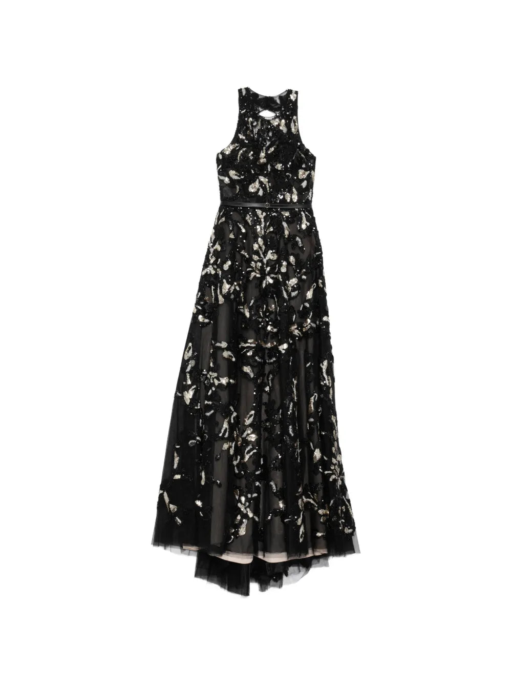 Embroidered Tulle Long Dress