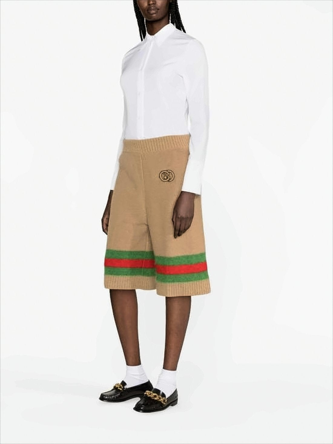 Knee-Length Shorts with Textured Knit