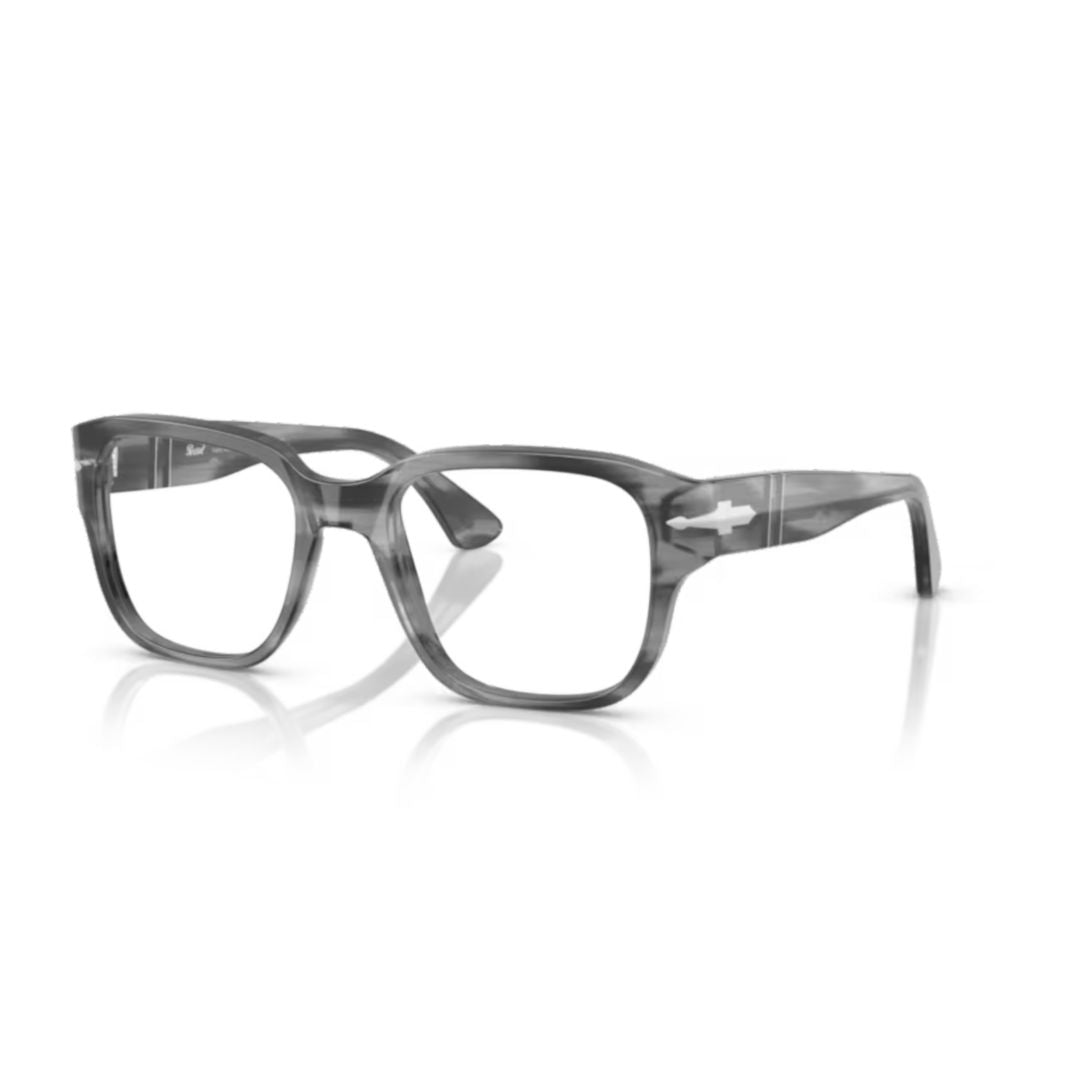0po3374v Translucent Grey Acetate Eyeglasses with Silver-tone Accents