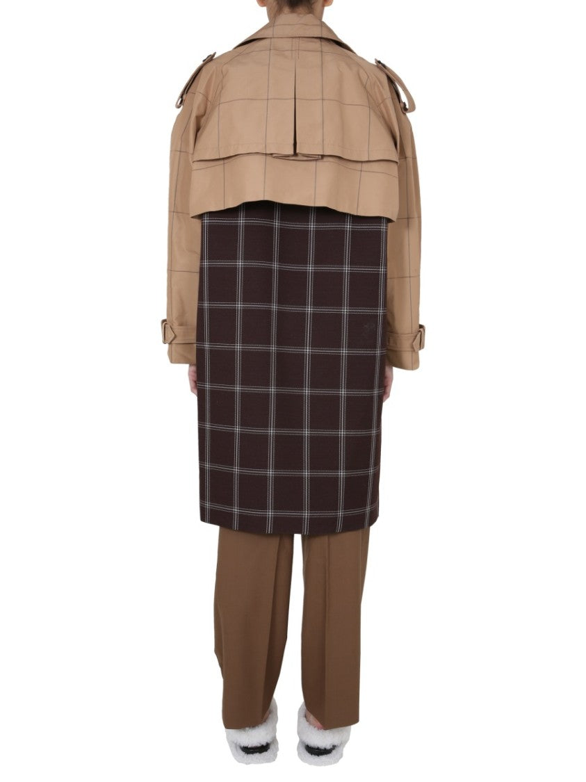Double-Breasted Trench Coat With Two-Tone Design