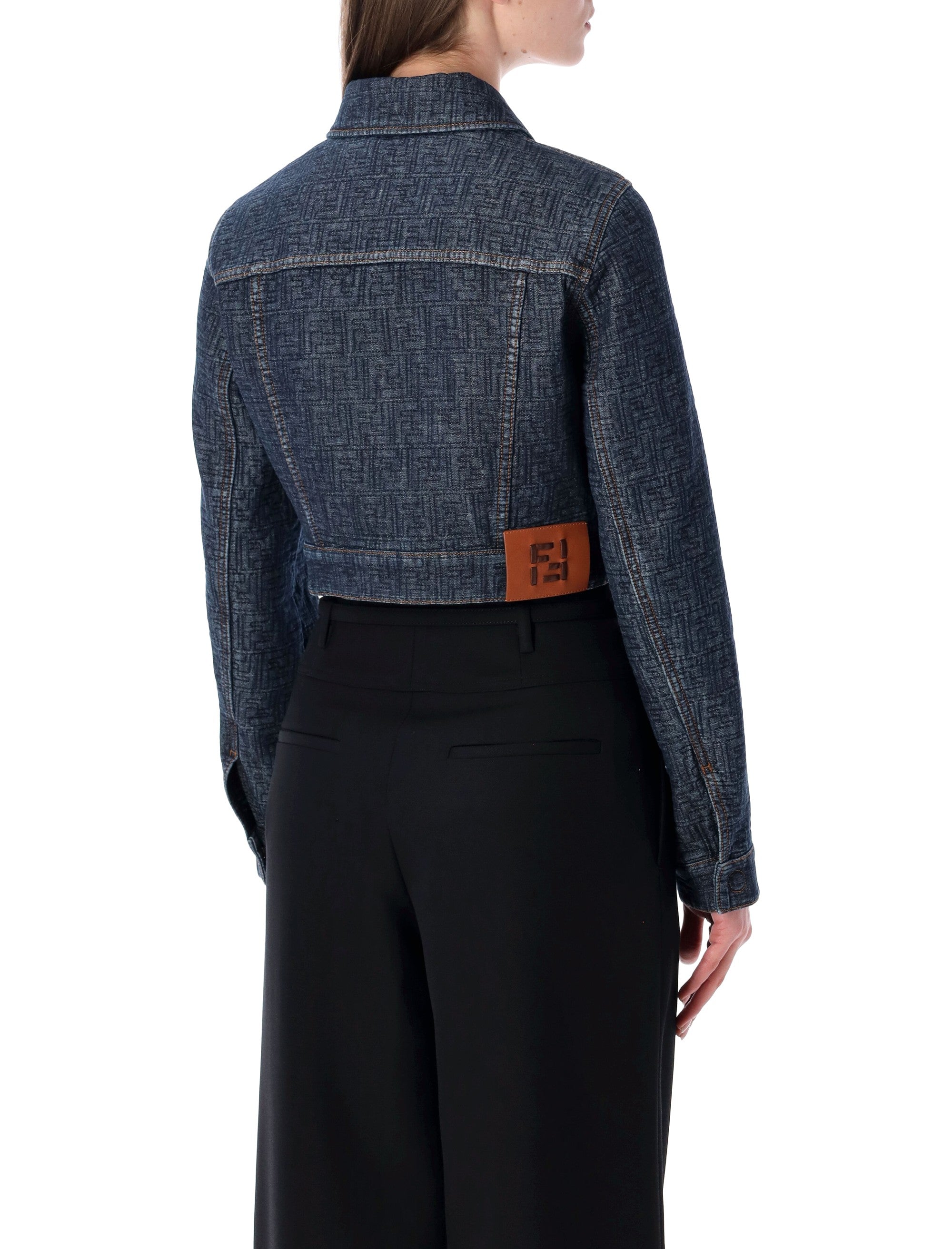 Cropped Padded Denim Jacket