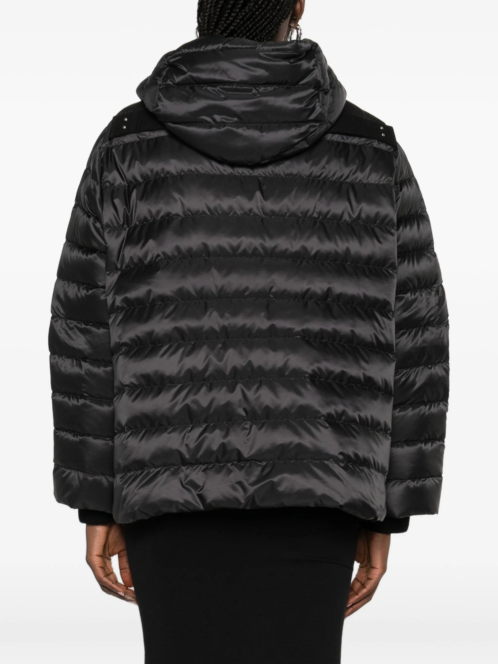 Black Woven Quilted Cropped Jacket