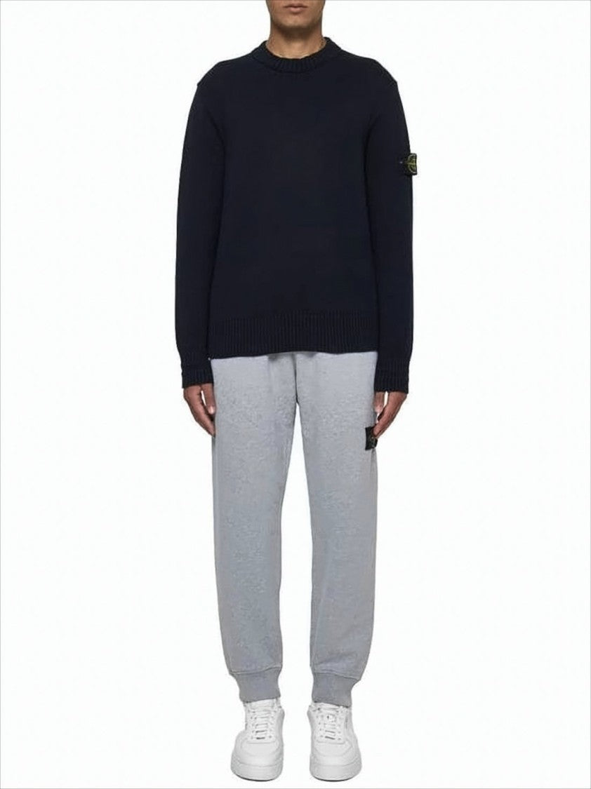 Light Grey Relaxed Fit Jogger Pants with Iconic Patch Logo