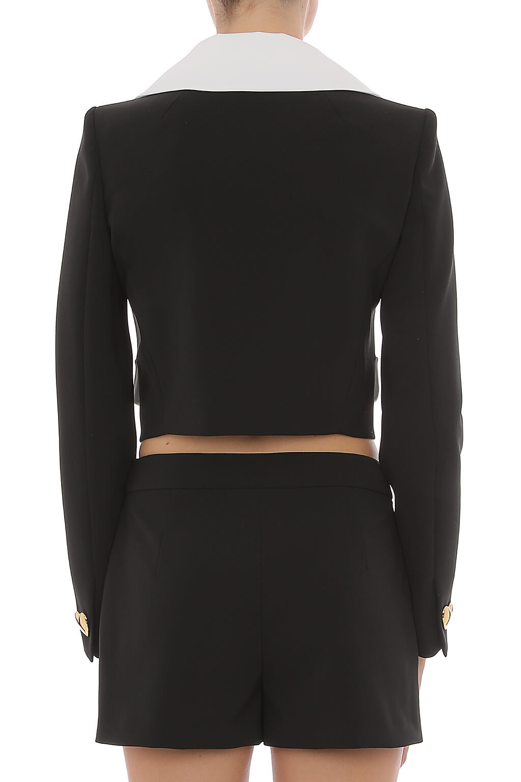Cropped Tailored Jacket With Contrast Collar