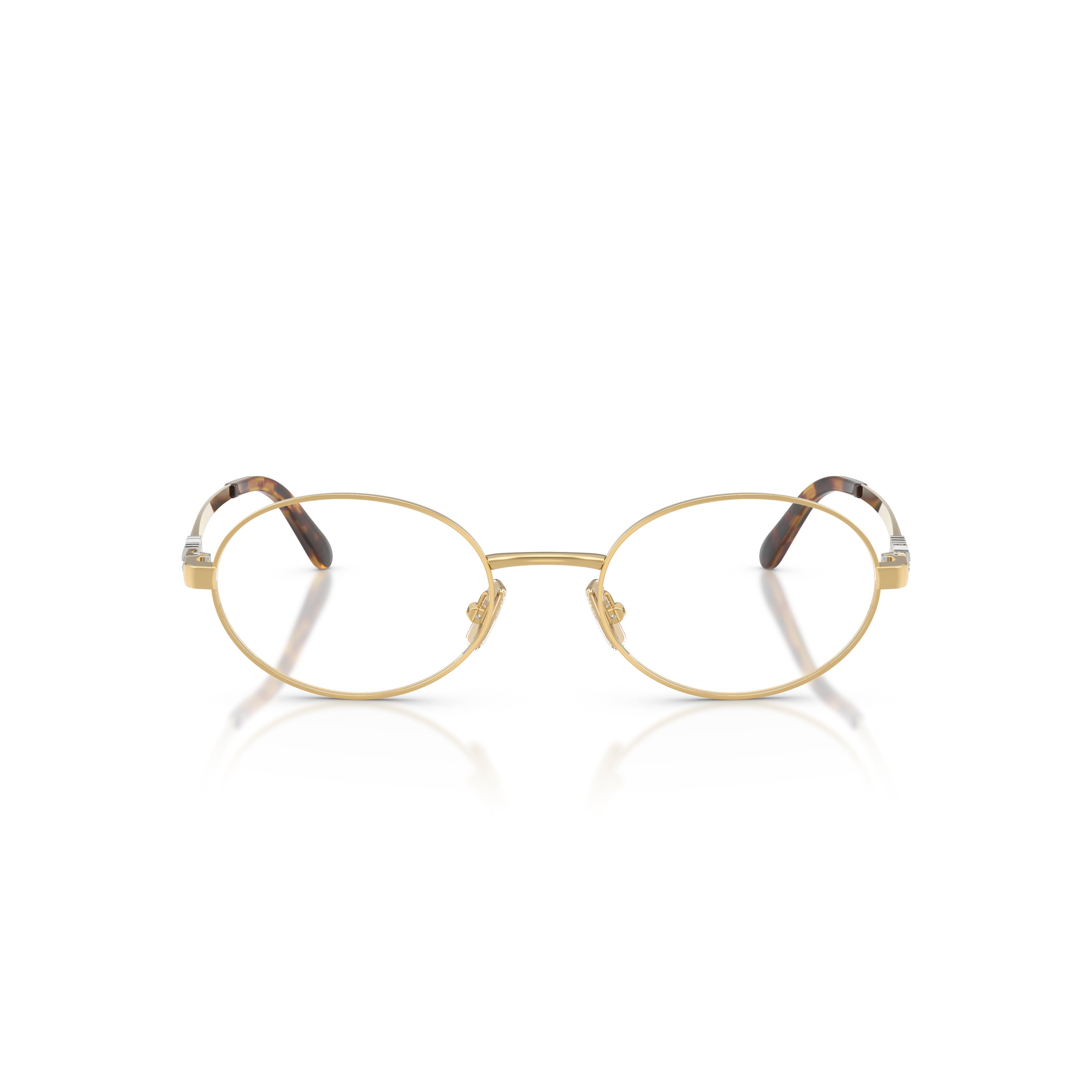 0mu 50zv Polished Gold Oval Eyeglasses