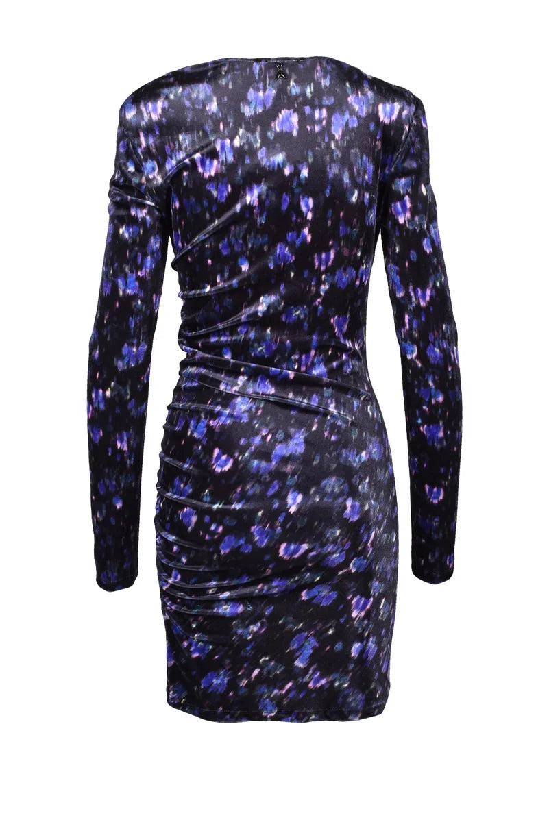 Stretch Velvet Dress - Black/Purple