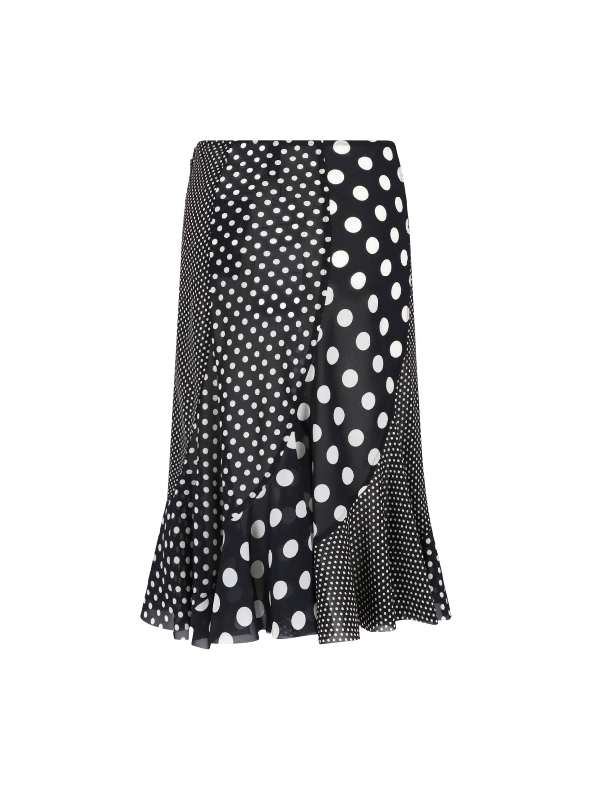 Black Polka Dot Patchwork Ruffled Skirt