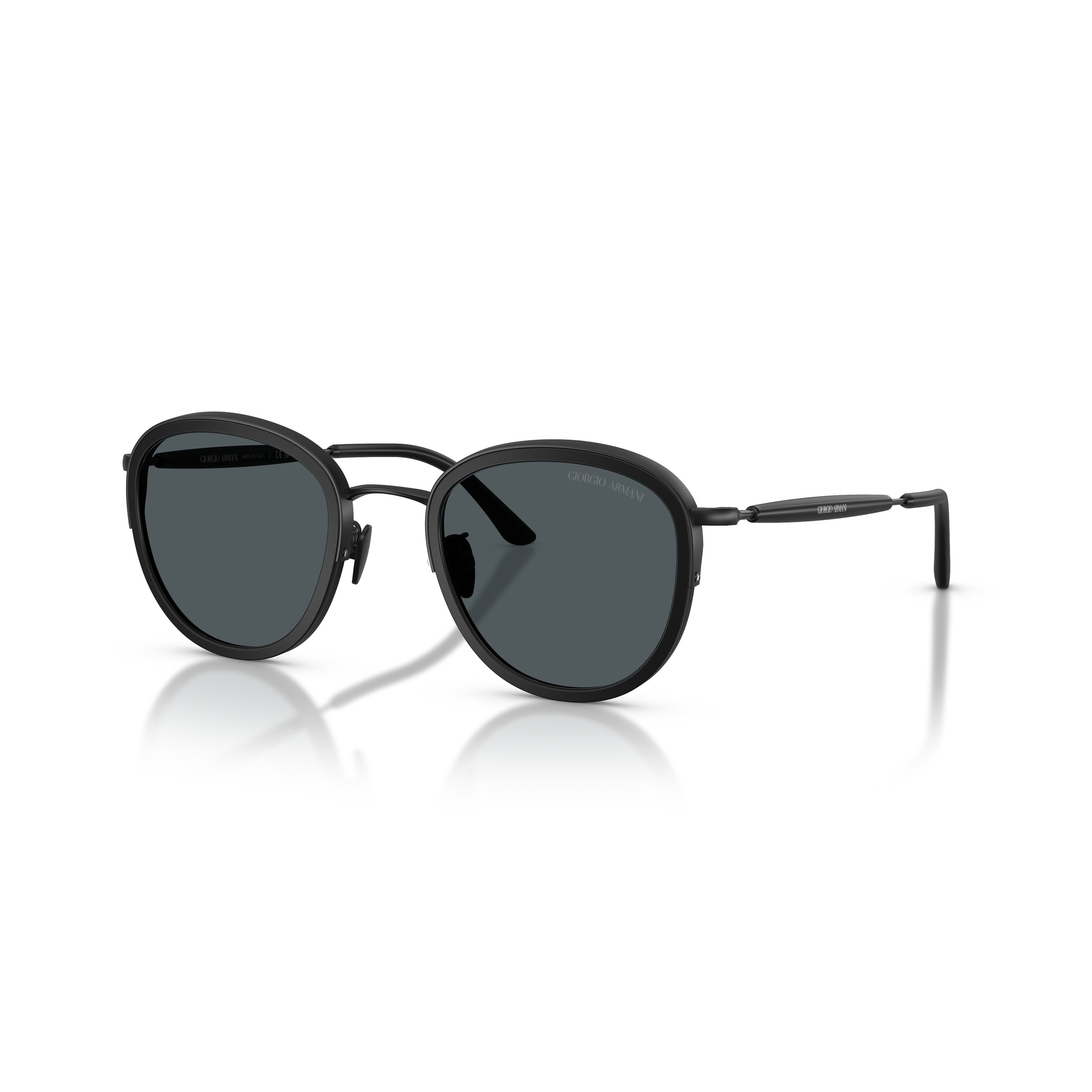 0ar6176 Matte Black Metal Frame Sunglasses with Rounded Lenses