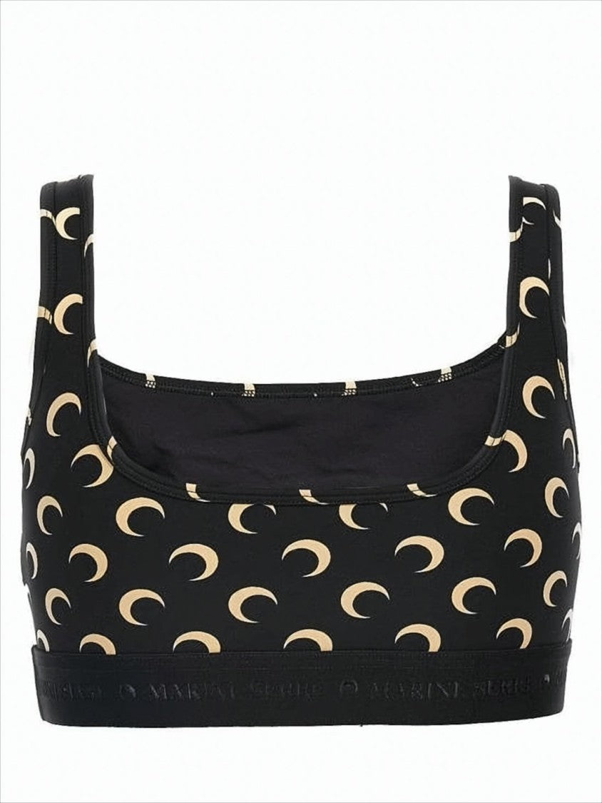 Fitted Underwear Top with Crescent Moon Pattern