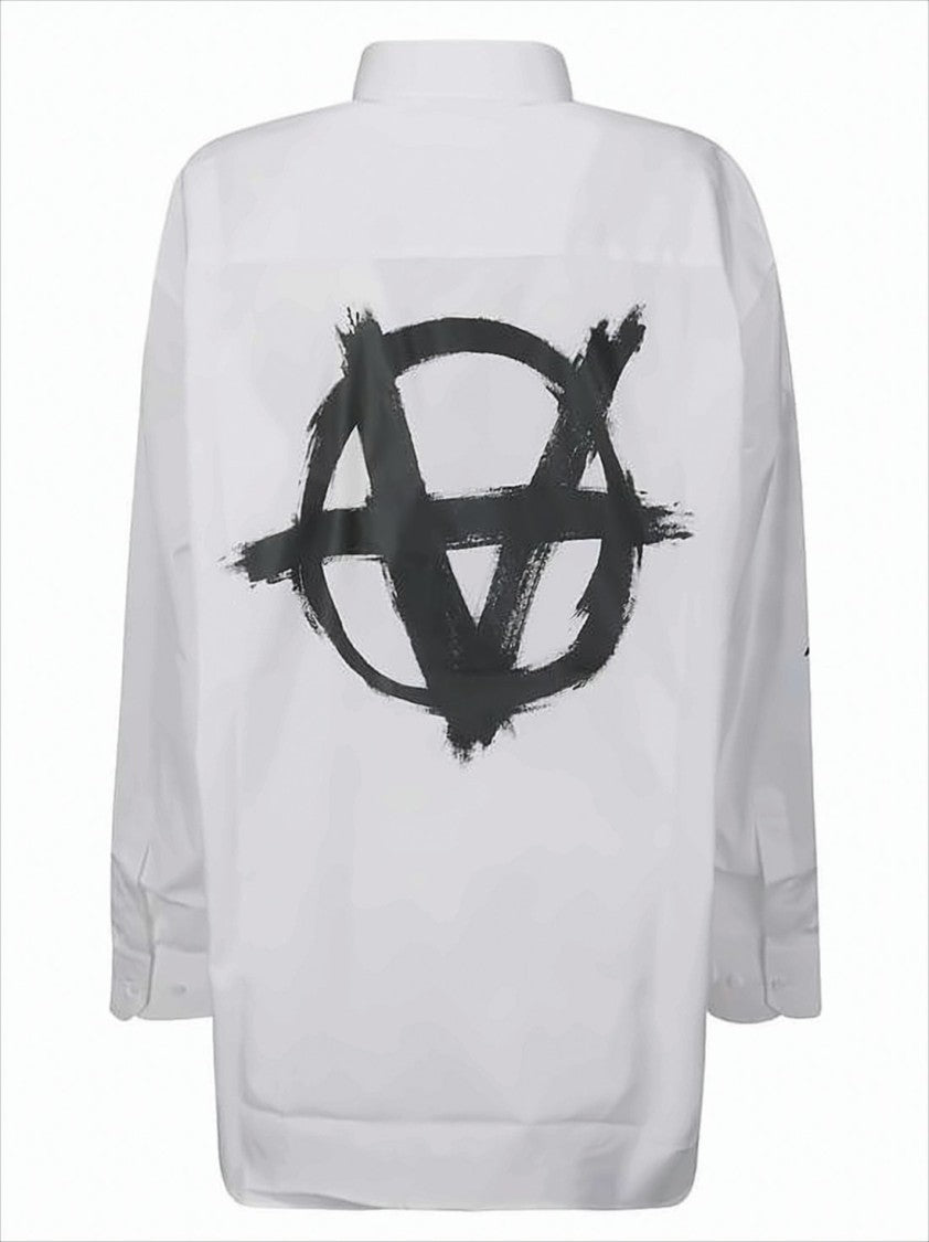 Classic Button-Up Shirt with Bold Logo and Text Design