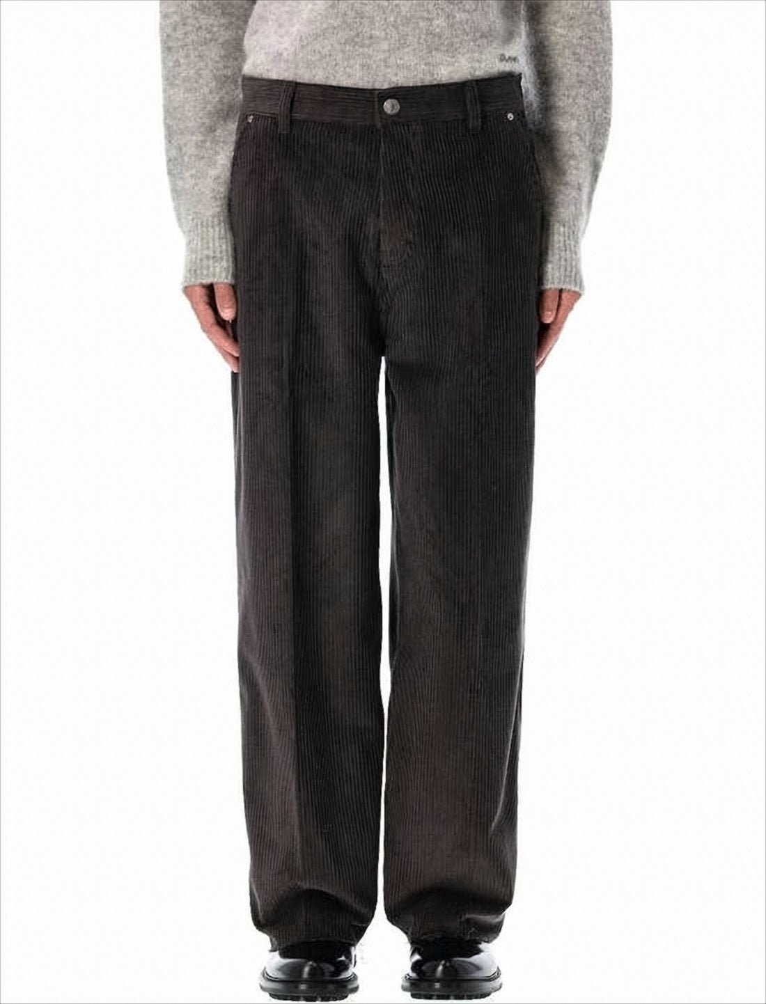 Corduroy Straight Pants with Classic Five-Pocket Design