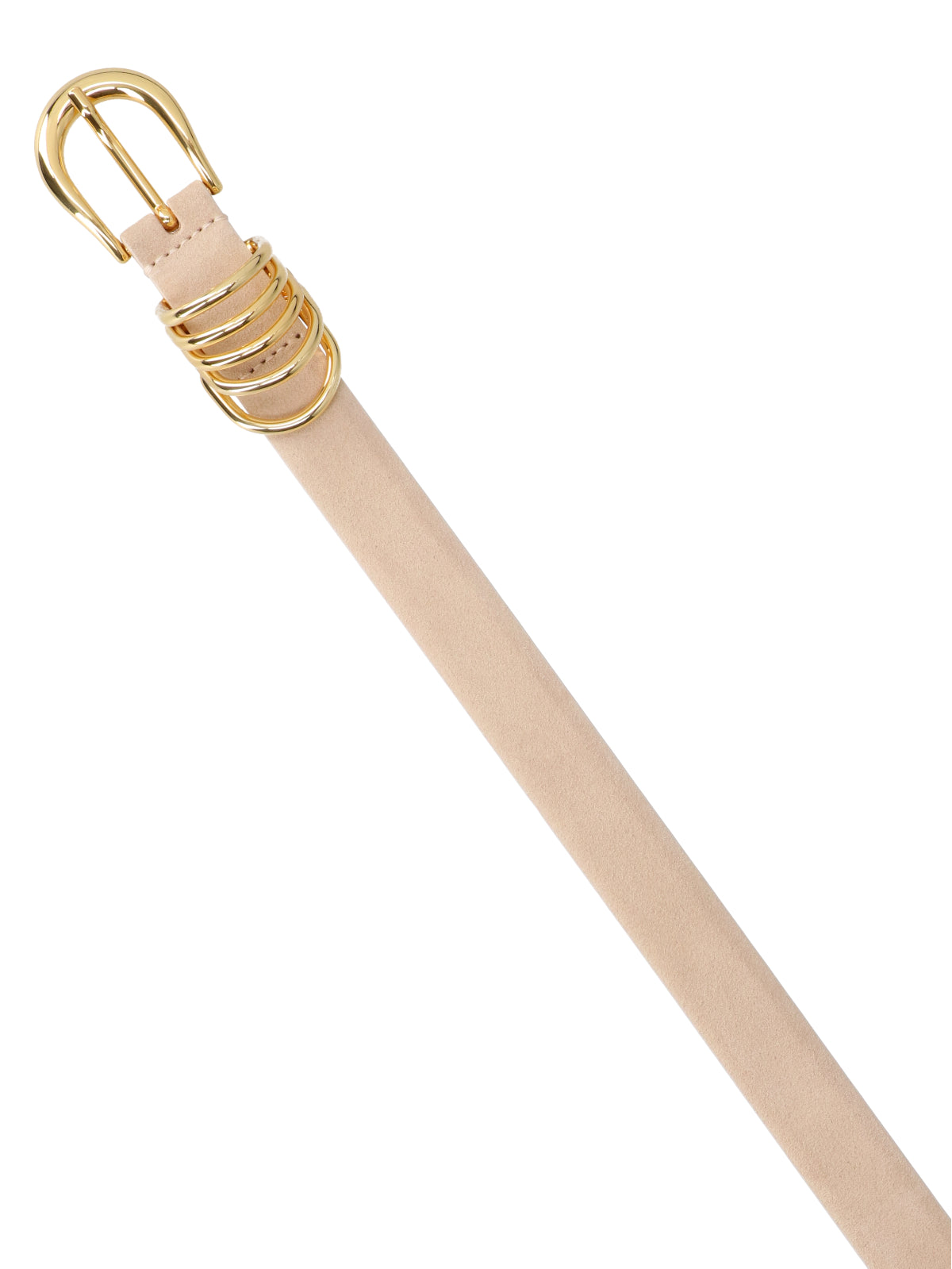 Beige Adjustable Gold Buckle Leather Belt