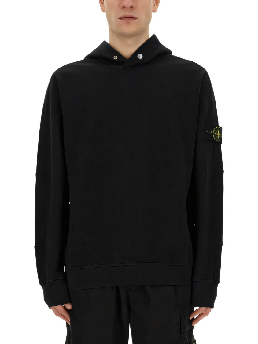 Classic Black Hoodie With Distinctive Sleeve Logo