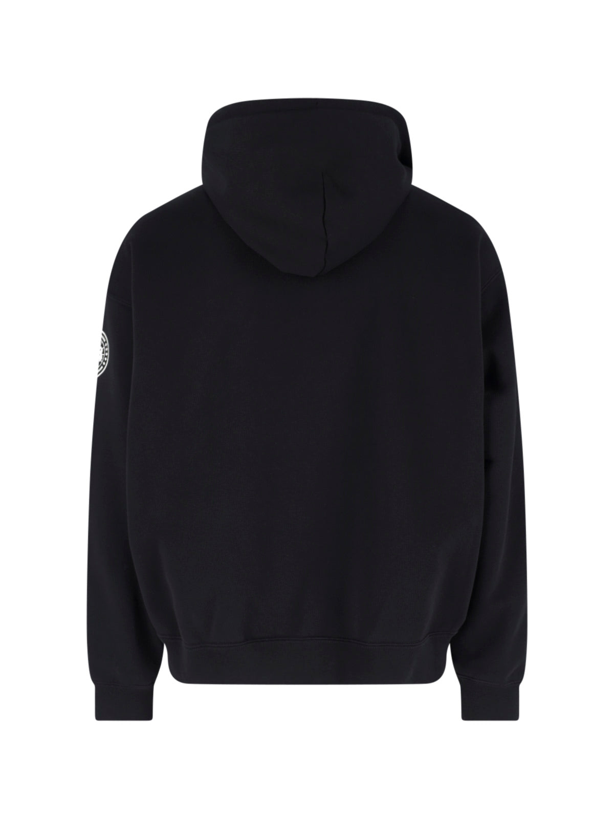 Black Cropped Zip-Up Cotton Logo Hoodie