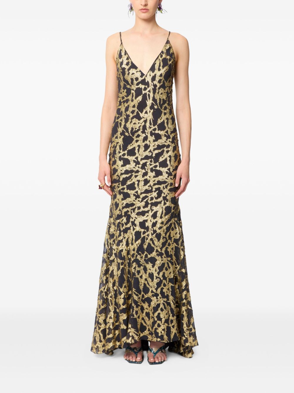 Floor-Length V-Neck Maxi Dress