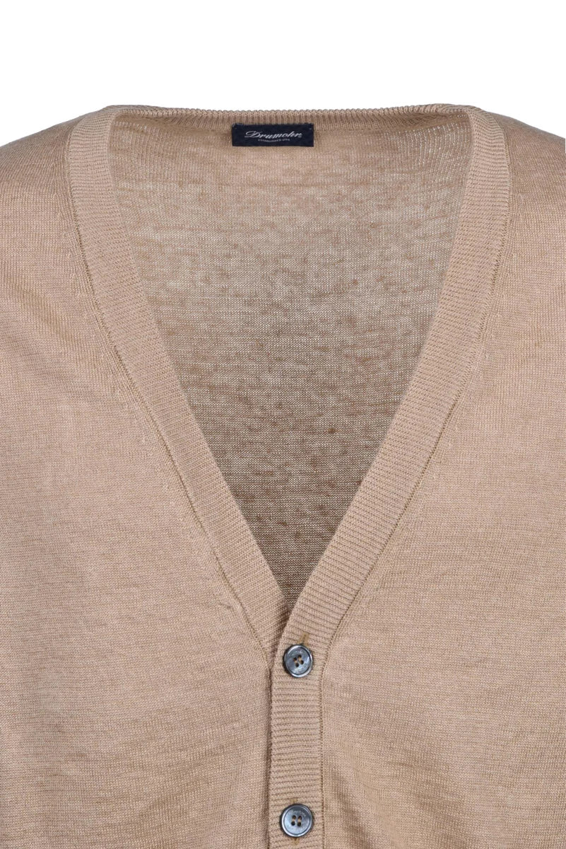 Linen Cotton Cardigan - Beige