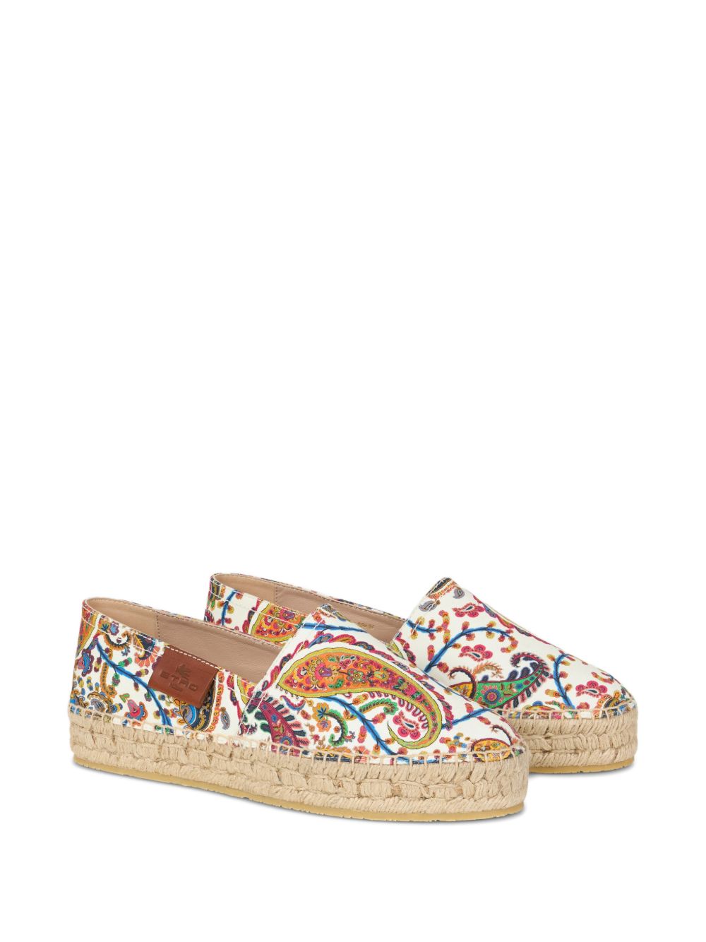 White Espadrilles With Floral Paisley Pattern
