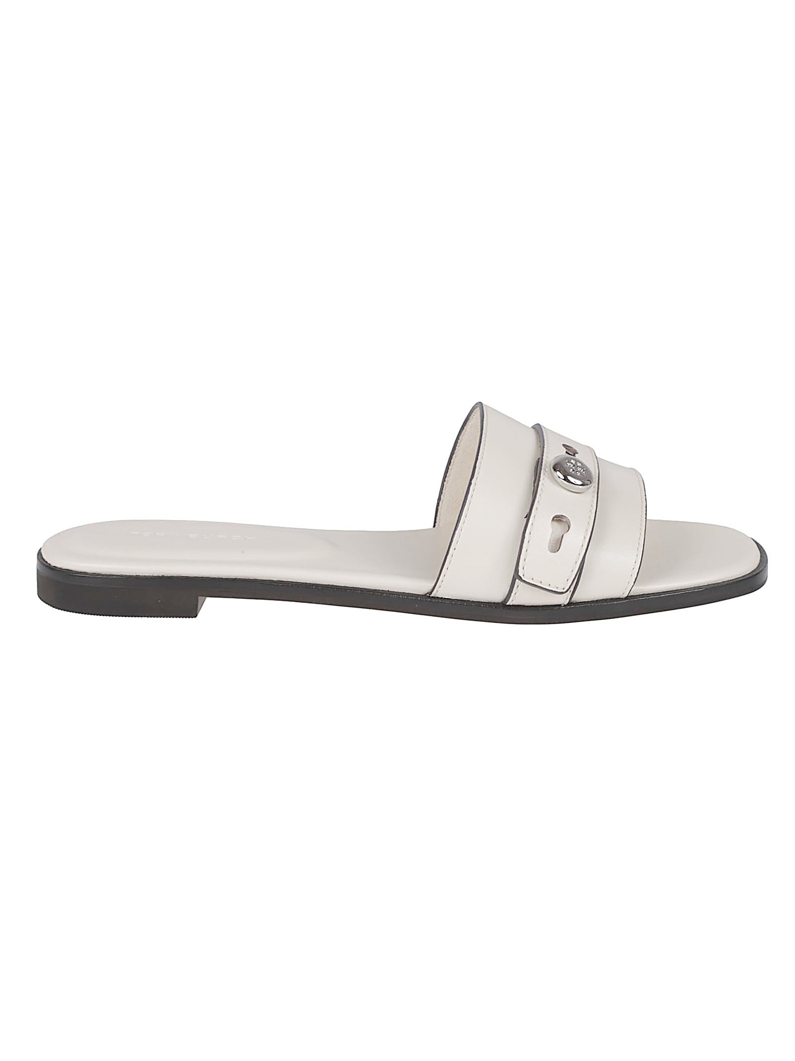 Flat Slide Sandals With Belt-Like Strap