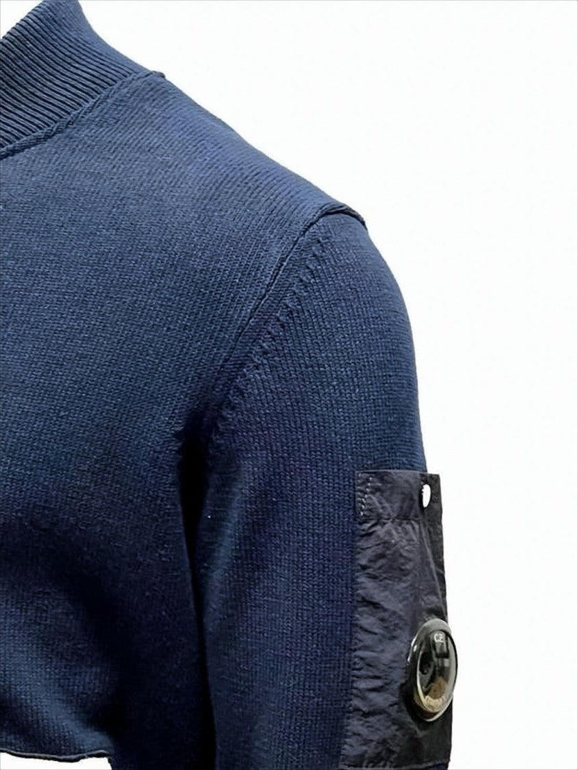 Cotton And Polyamide Zip-Up Knit Jacket With Unique Lens Detail