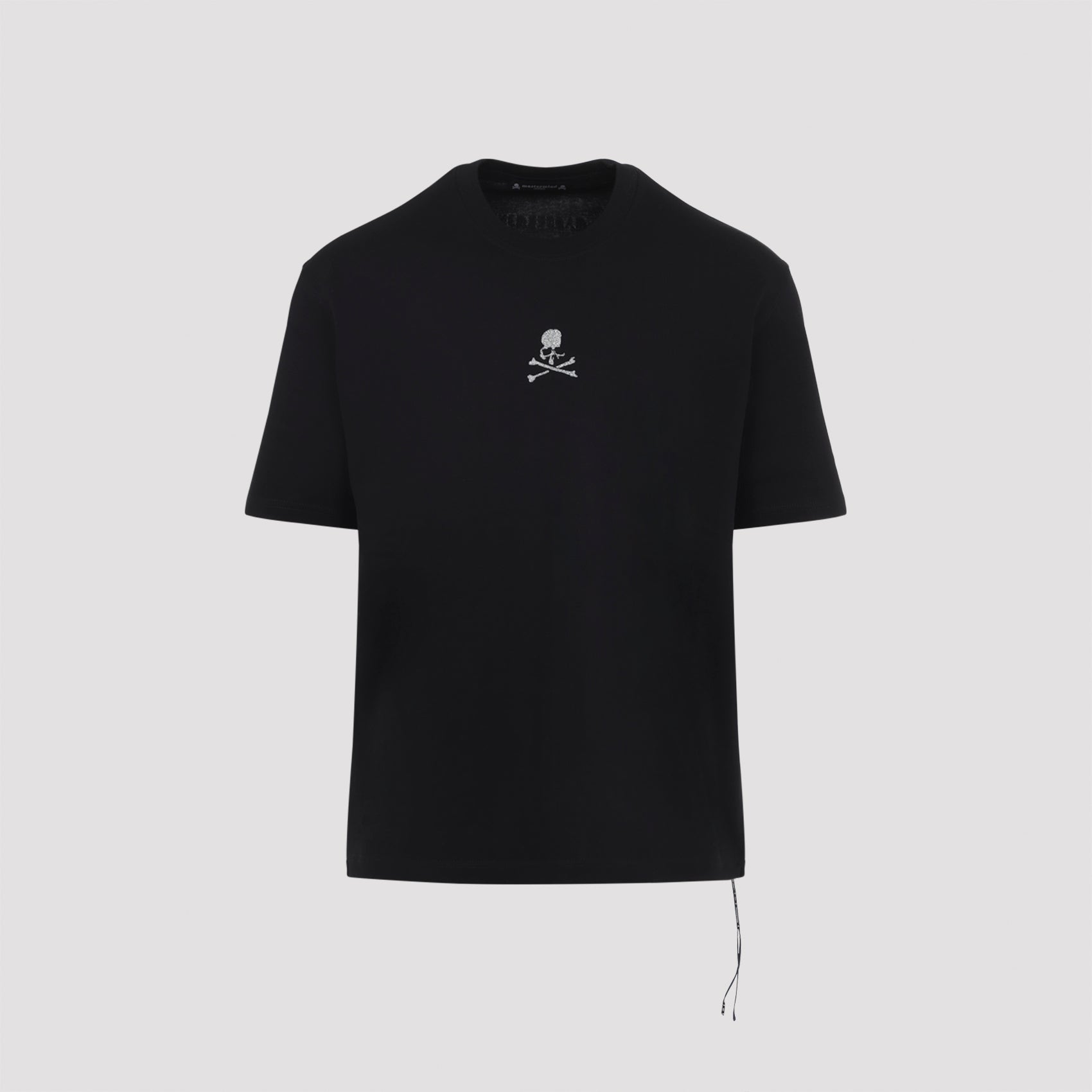 Black Cotton T-Shirt with Skull Emblem