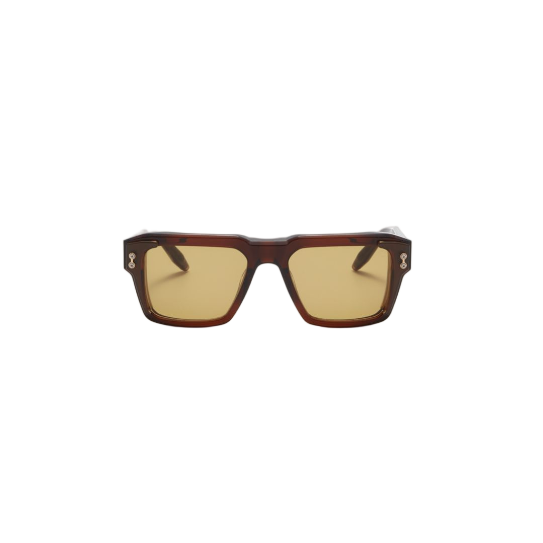 Rectangular Brown Tortoiseshell Sunglasses With Metallic Accents