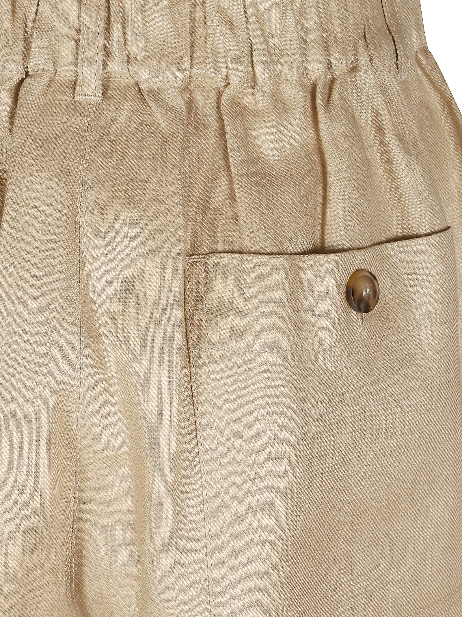 High-Waist Linen Shorts with Textured Finish and Buttoned Pockets
