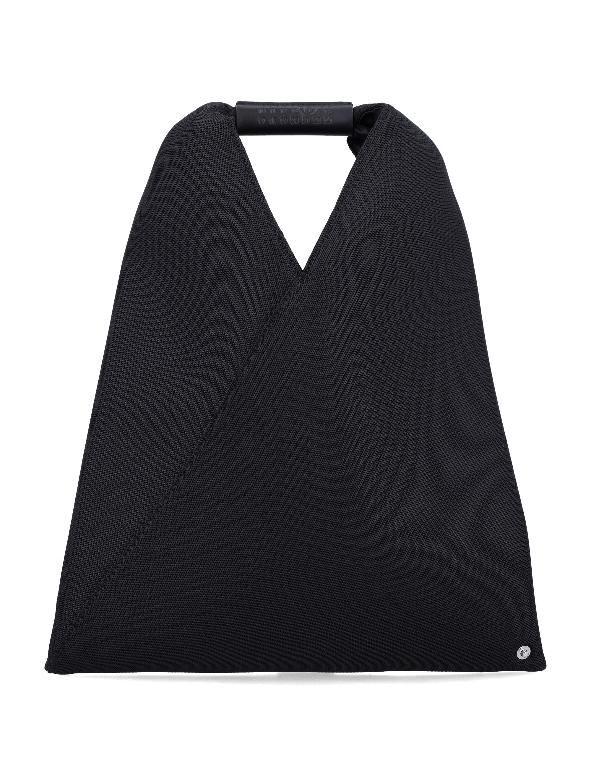 Compact Triangular Mesh Bag With Embossed Stitching