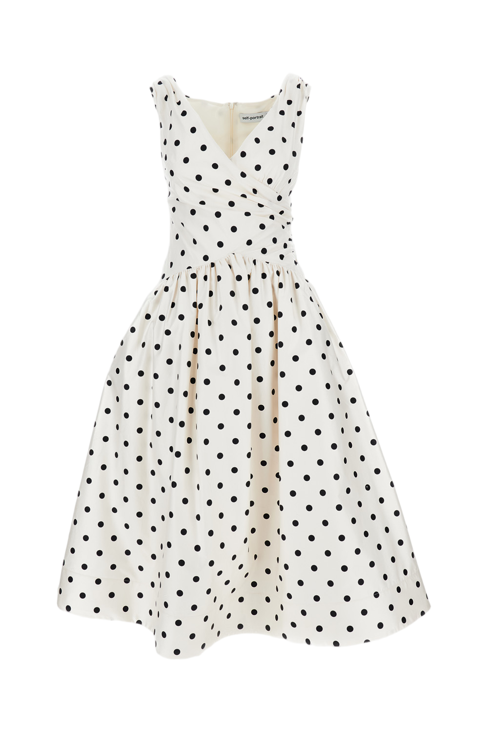 Cream Polka Dot Cotton Midi Dress