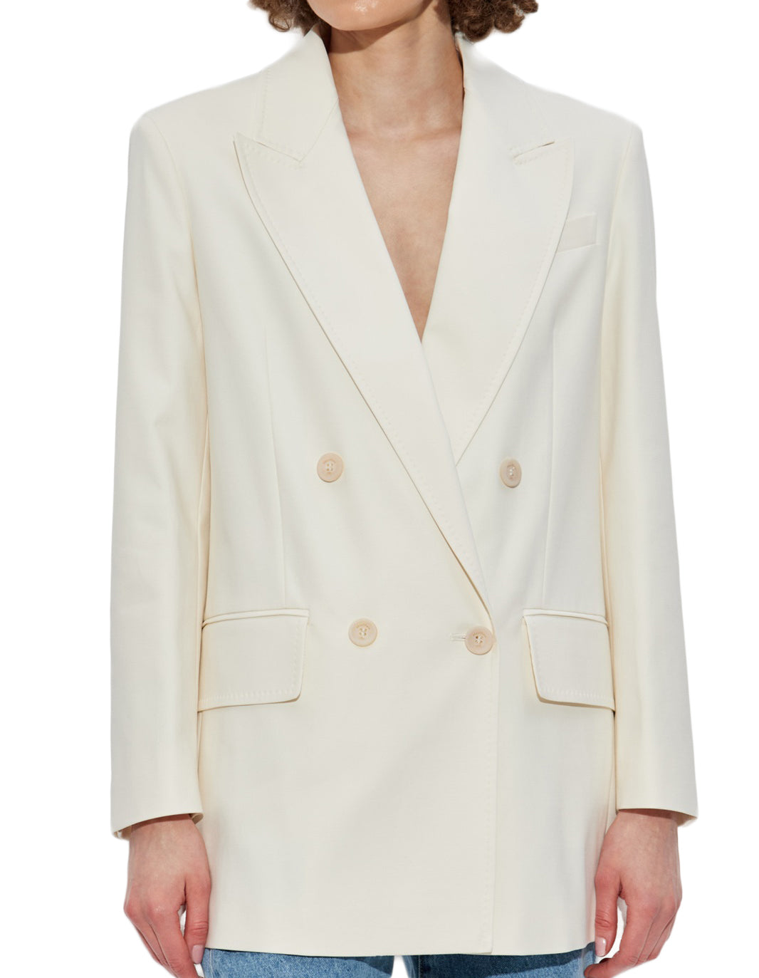 Double-Breasted Structured Jacket With Wide Lapels