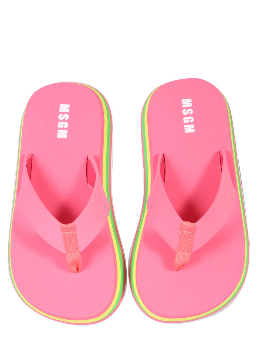 Thong Sandals With Striped Pattern