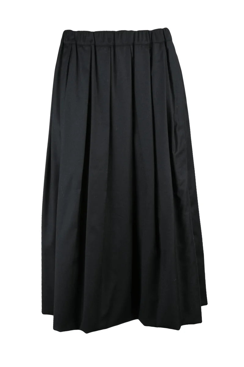 Long Pleated Skirt - Black