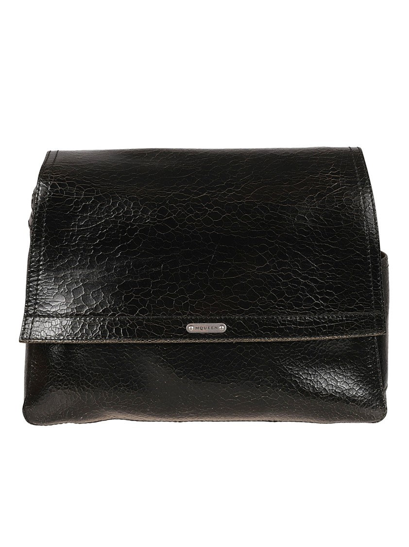 Textured Black Calf Leather Flap Bag
