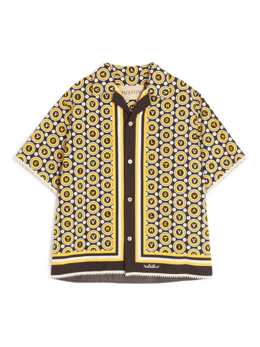 Bold Geometric Patterned Short-Sleeved Shirt
