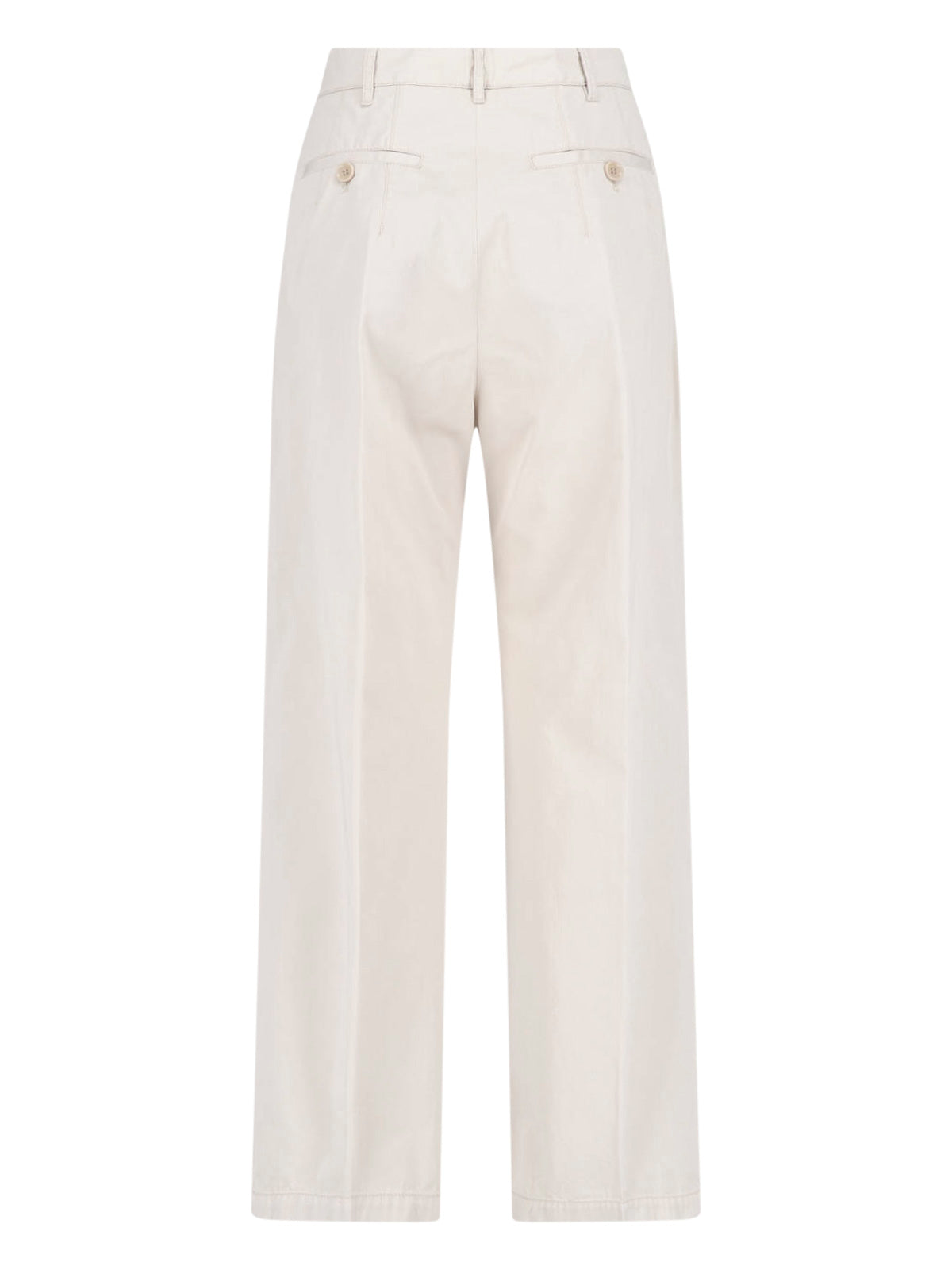 Cream Tailored Straight-Leg Cotton Trousers