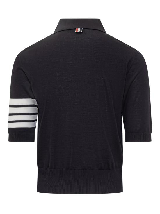 Fine Merino Wool Four-Stripe Polo Shirt