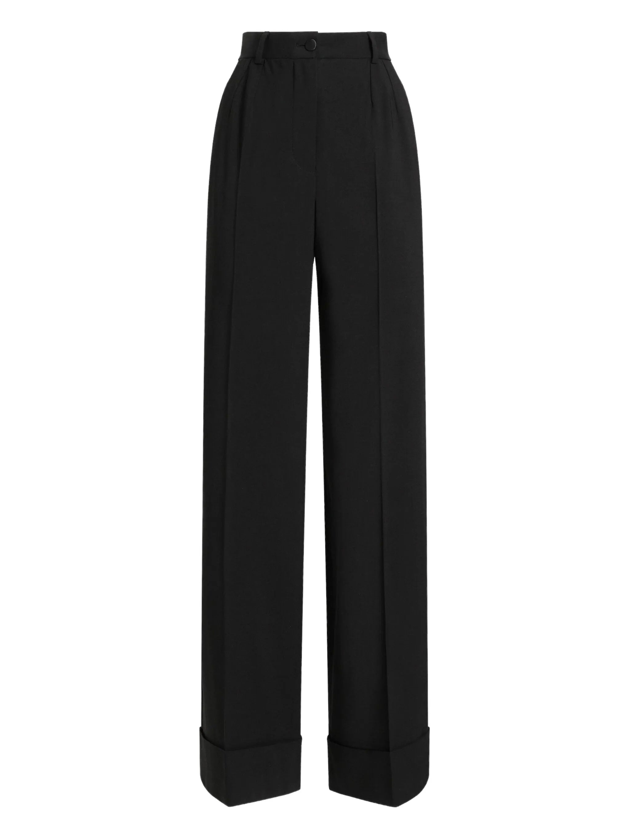 High-Waisted Wide-Leg Tailored Wool Trousers