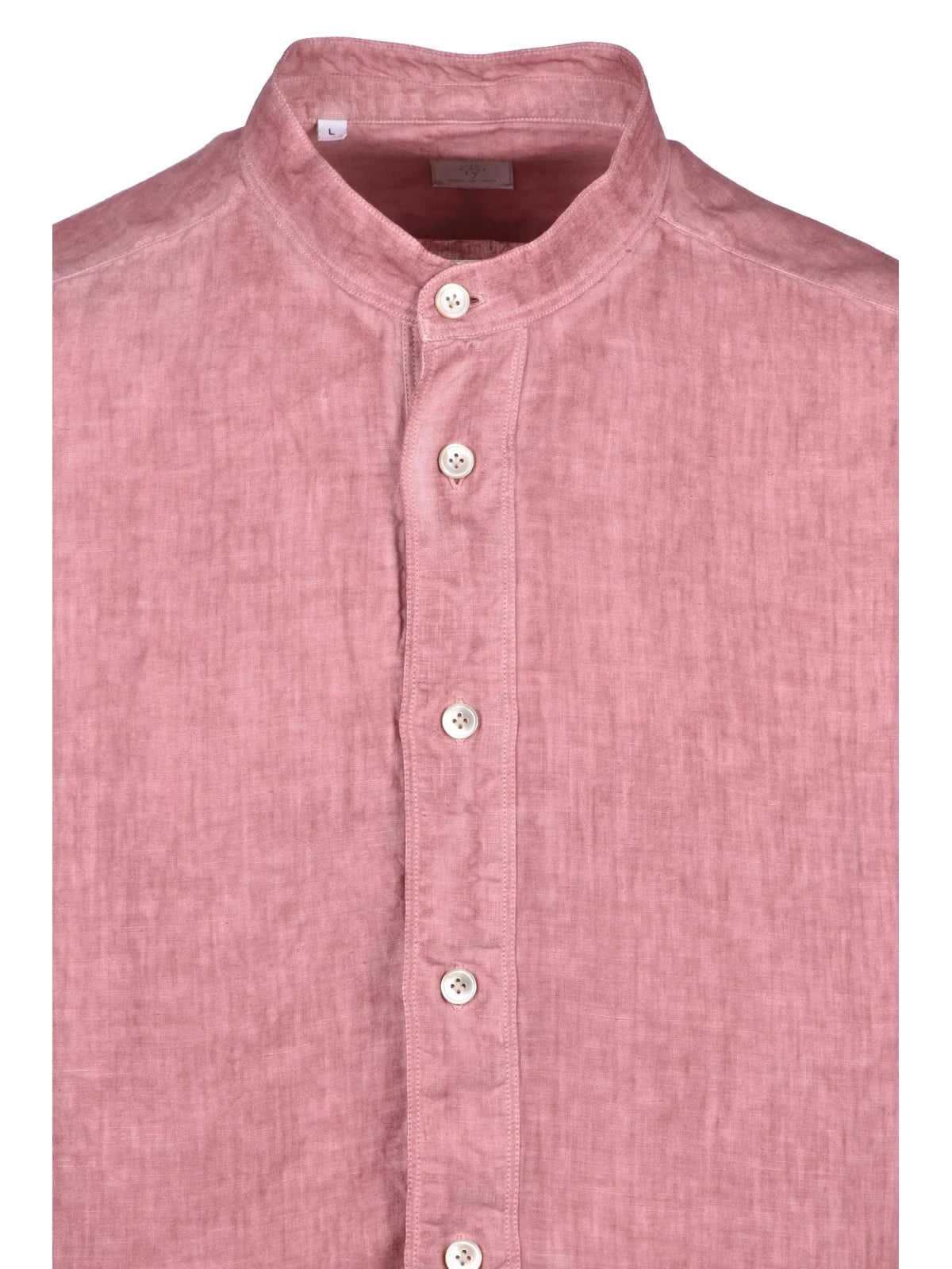 Brown Mandarin Collar Linen Shirt