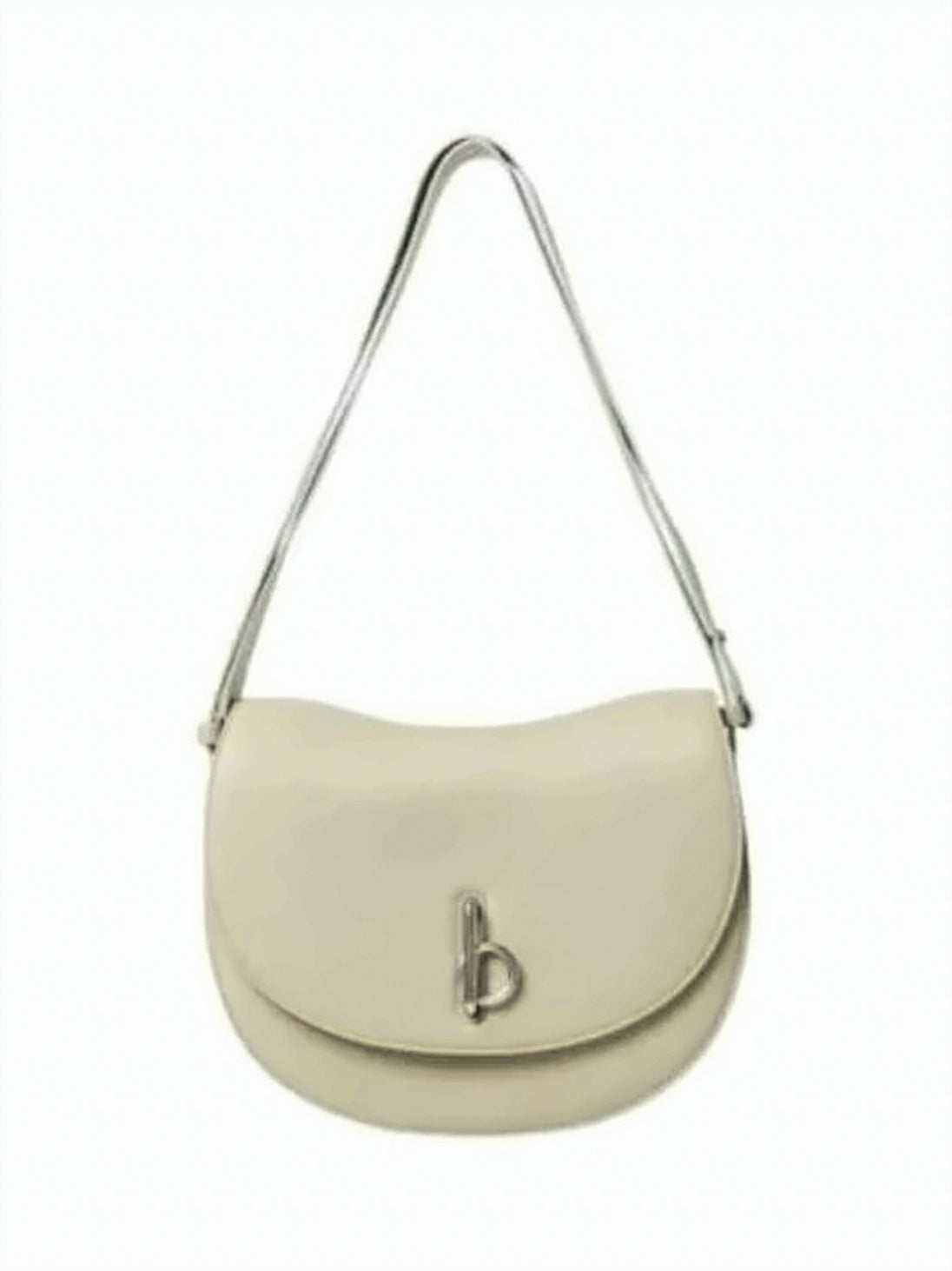 Curved Calf Leather Shoulder Bag with Logo Accent