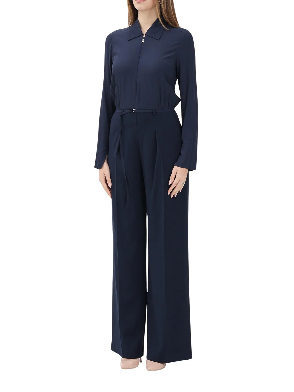Blue Polyester Elastane Elegant Jumpsuit