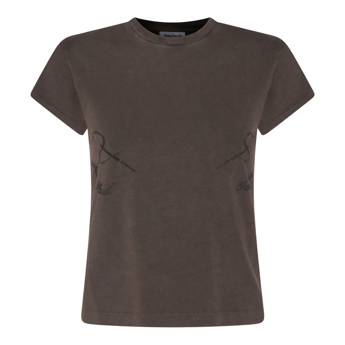 Muted Dark Brown T-Shirt with Tonal Embroidery