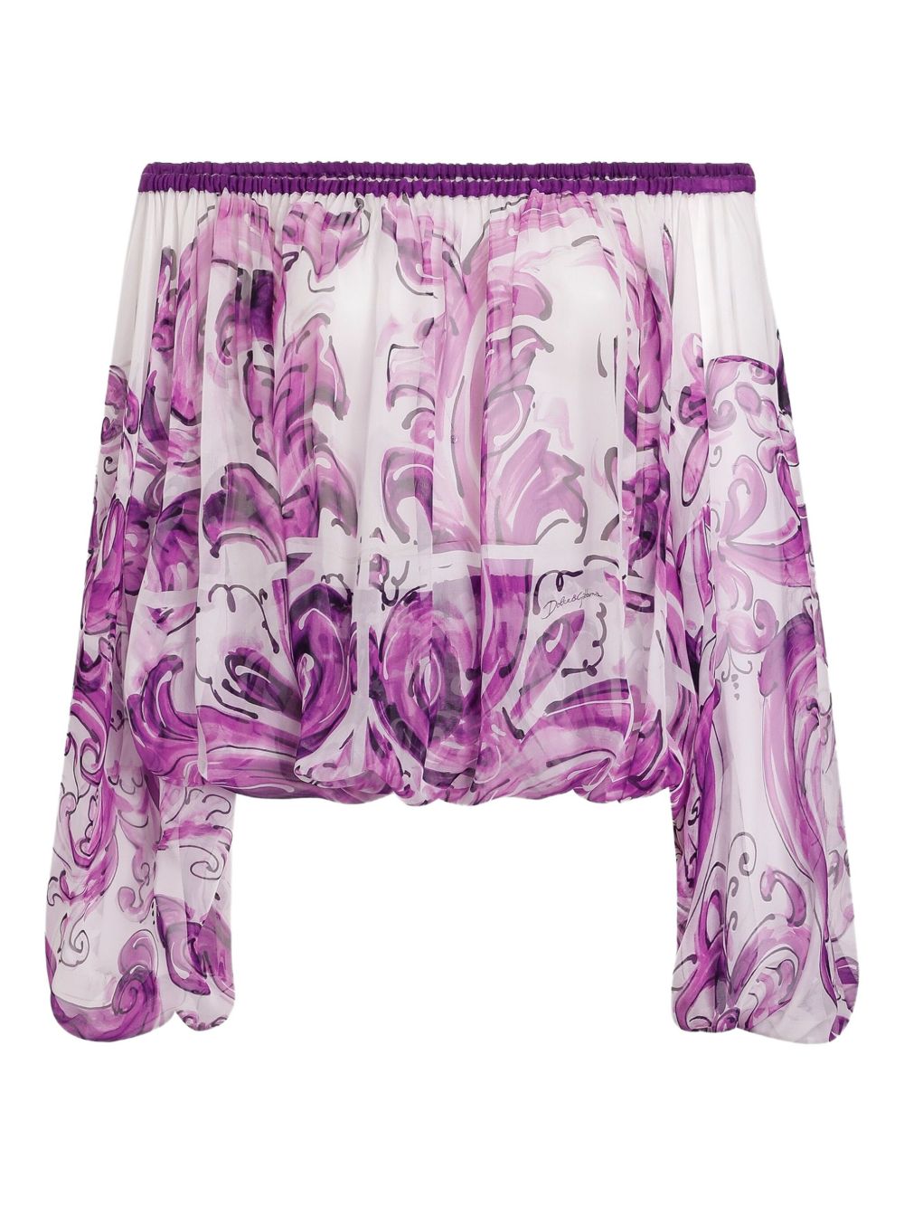 Majolica Print Silk Chiffon Top