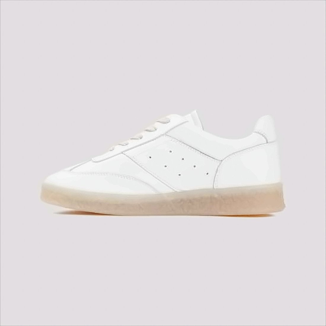 Low-Top Sneakers With Translucent Rubber Sole And Perforated Detailing