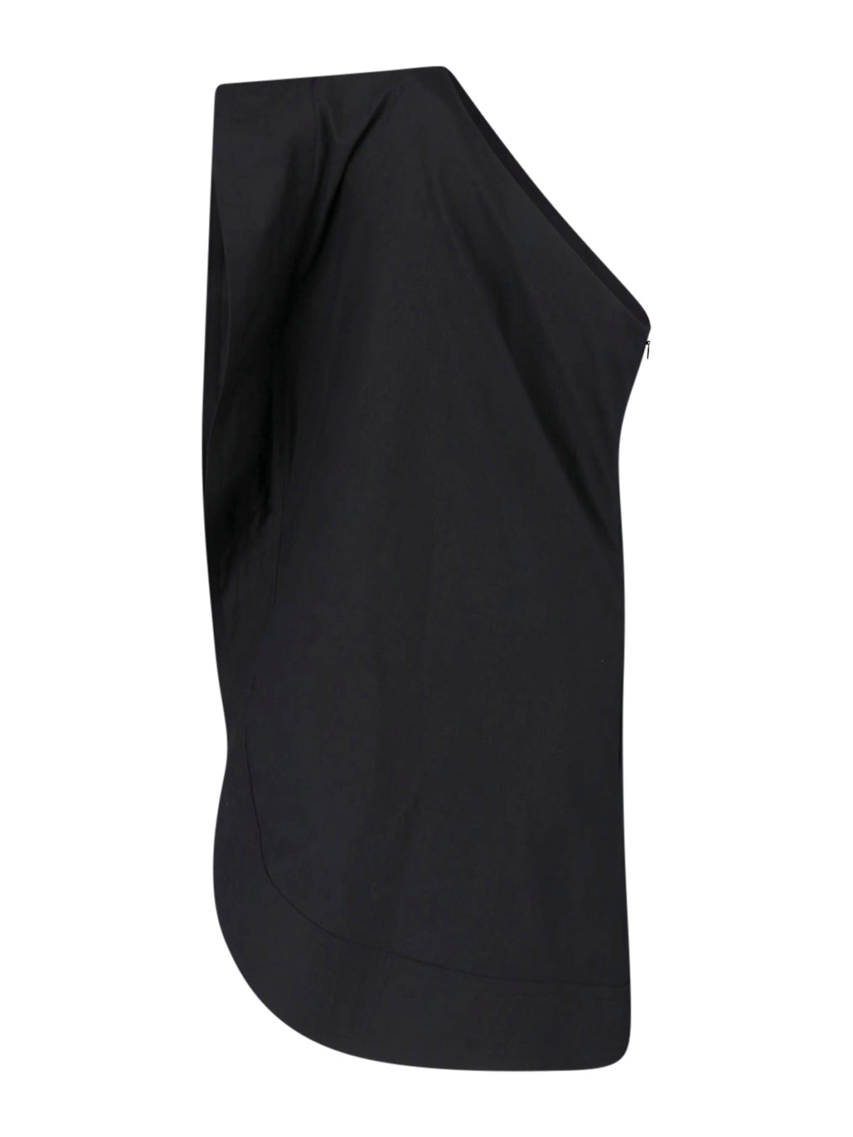 Black Asymmetrical One-Shoulder Cotton Dress